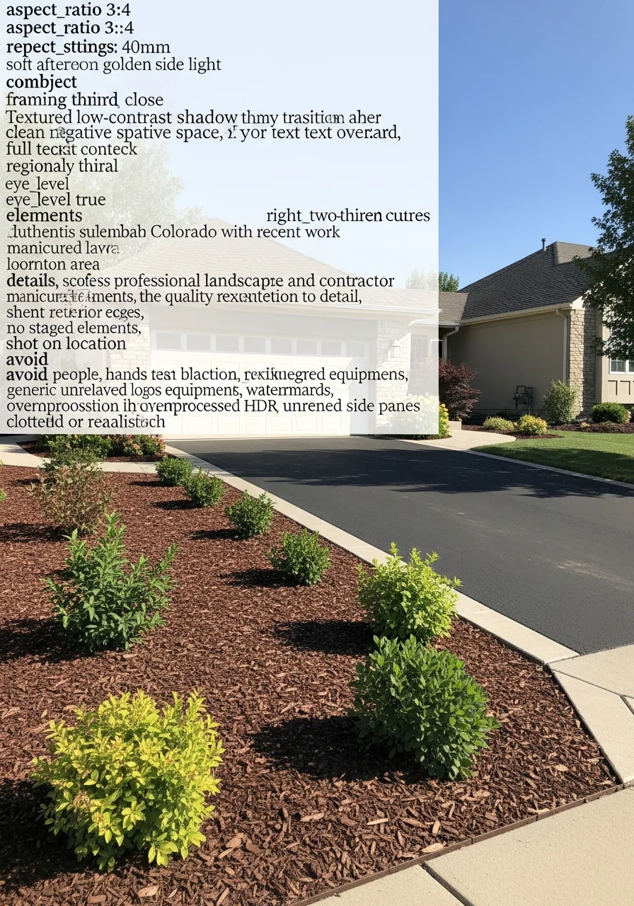 Close-up of a Thornton residential property exterior with landscaping and driveway detail.